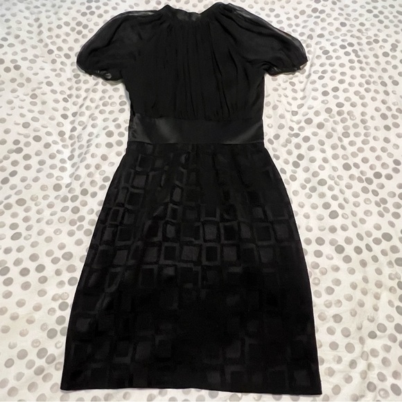 Max And Cleo Black Short Sleeve Sheer Top Geometric Bottom Cocktail Dress Size 4 - Picture 10 of 16